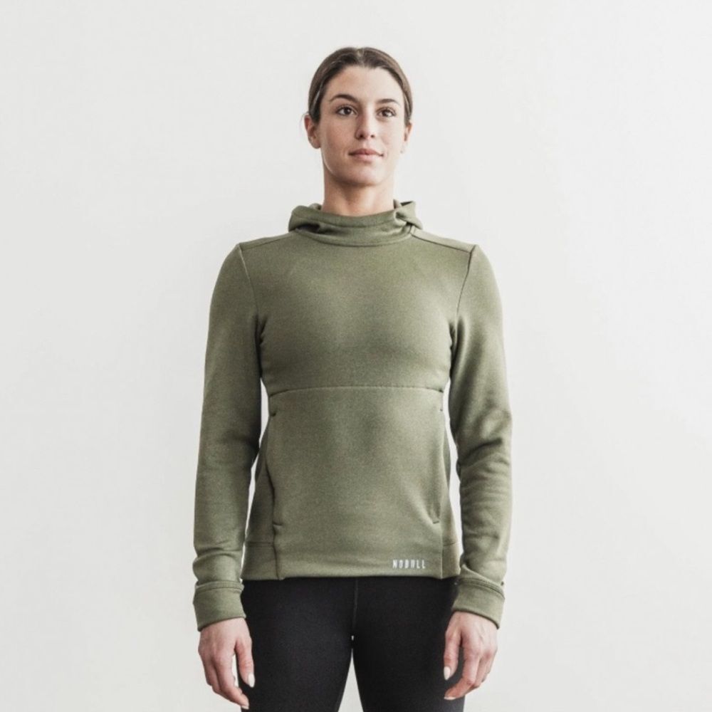 NOBULL Performance Fleece Hoodie Green Sweatshirt Women Size M